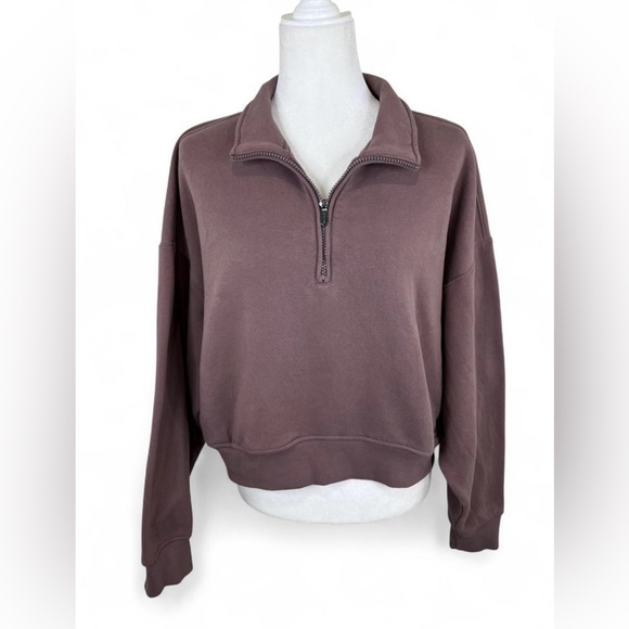 Athleta Forever Cropped Fleece 1/4 Zip Sweatshirt - Picture 2 of 8
